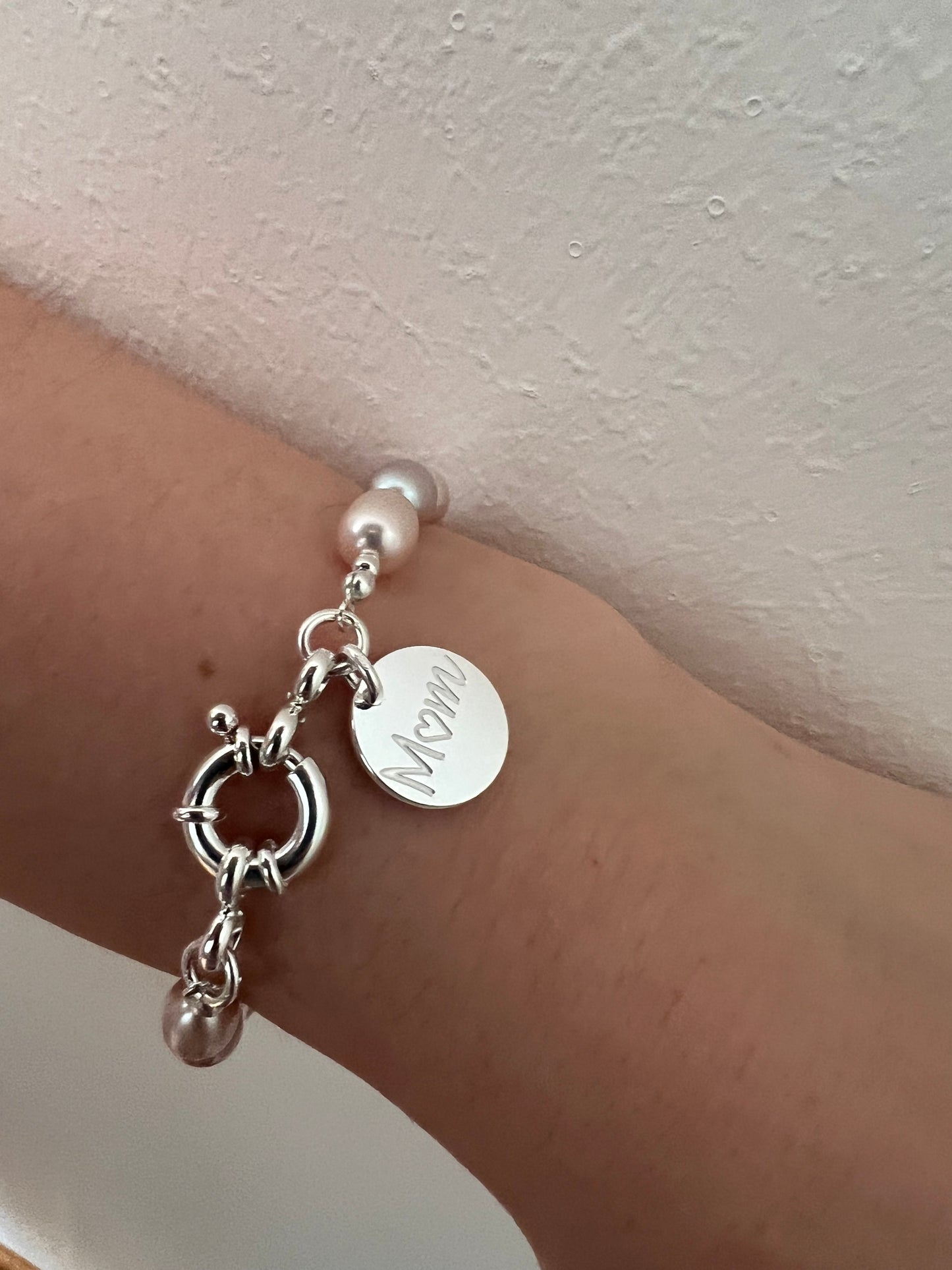 Braccialetti di perle rosa e argento
