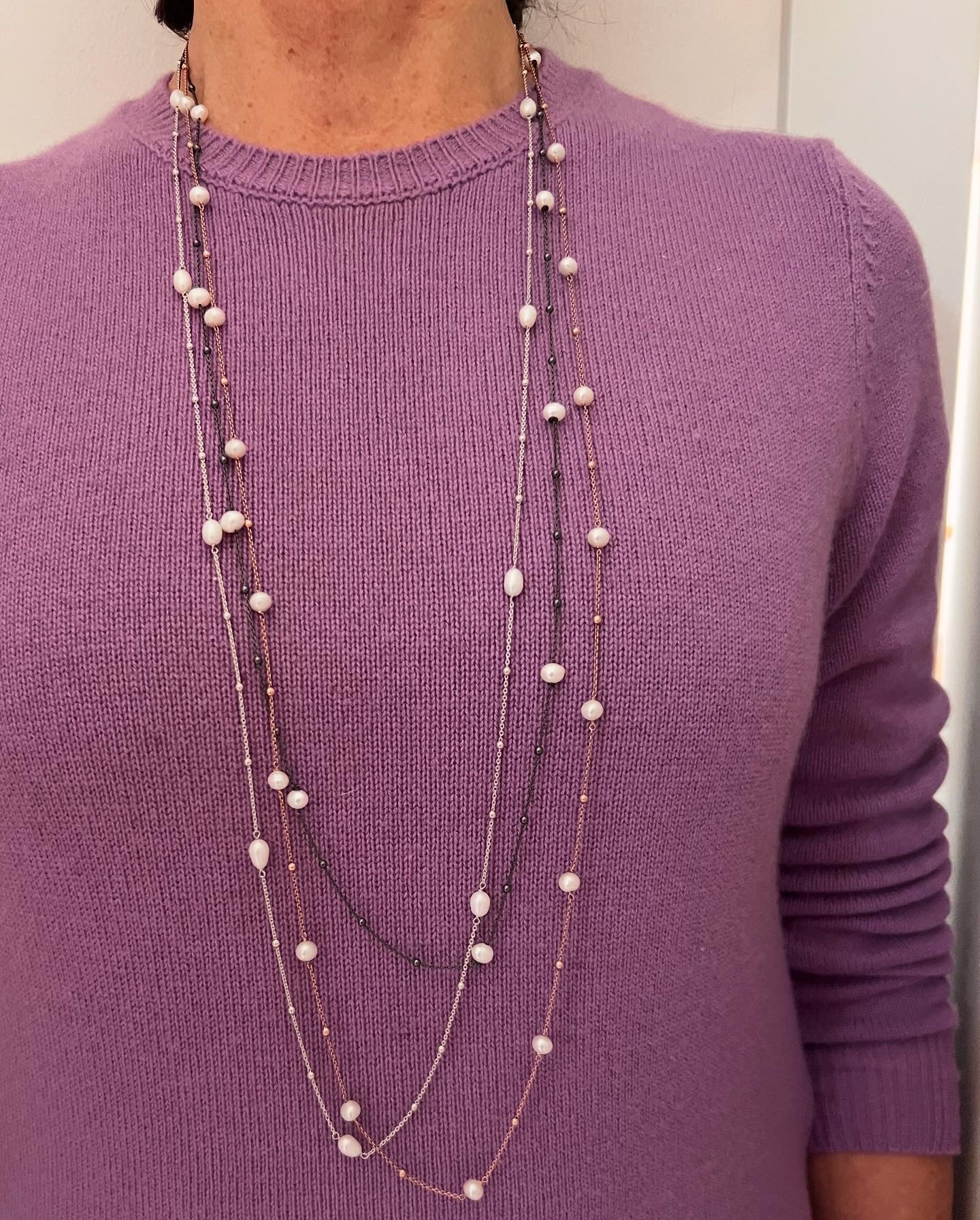Collane lunghe in argento e perle - Filigrane & co