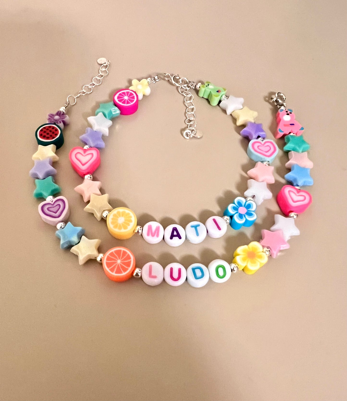 Cavigliere con stelline fruttini e nome - Filigrane & co