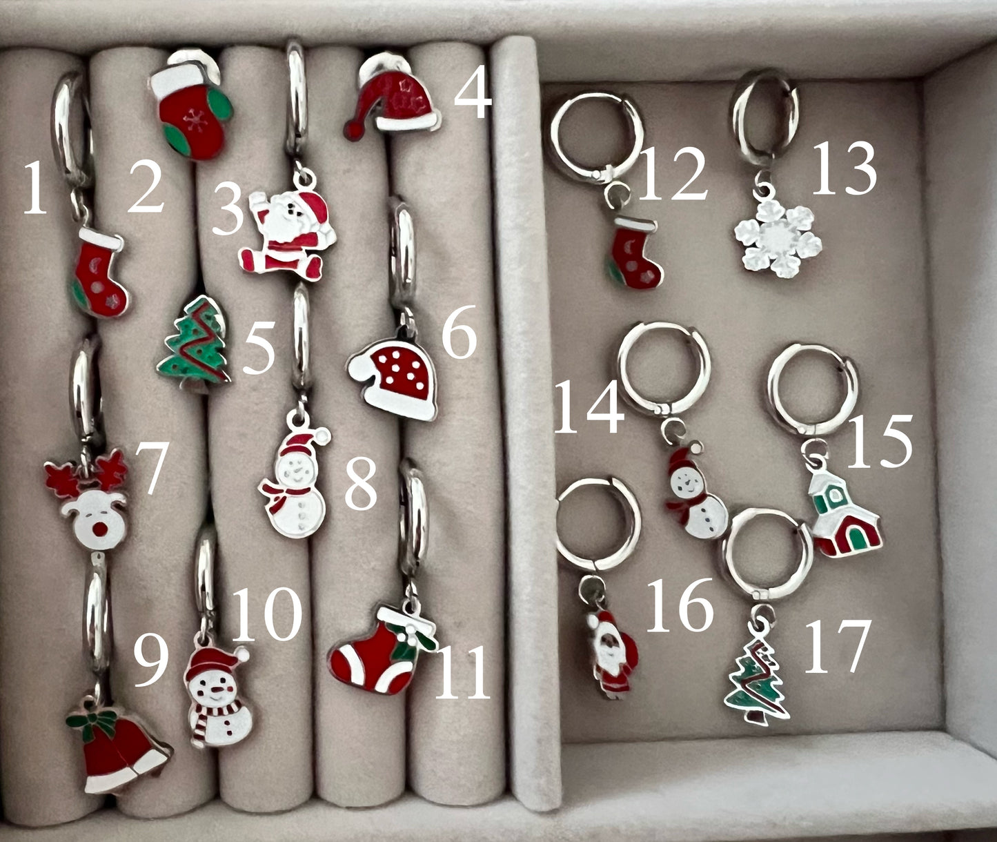 Orecchini natalizi in acciaio smaltato