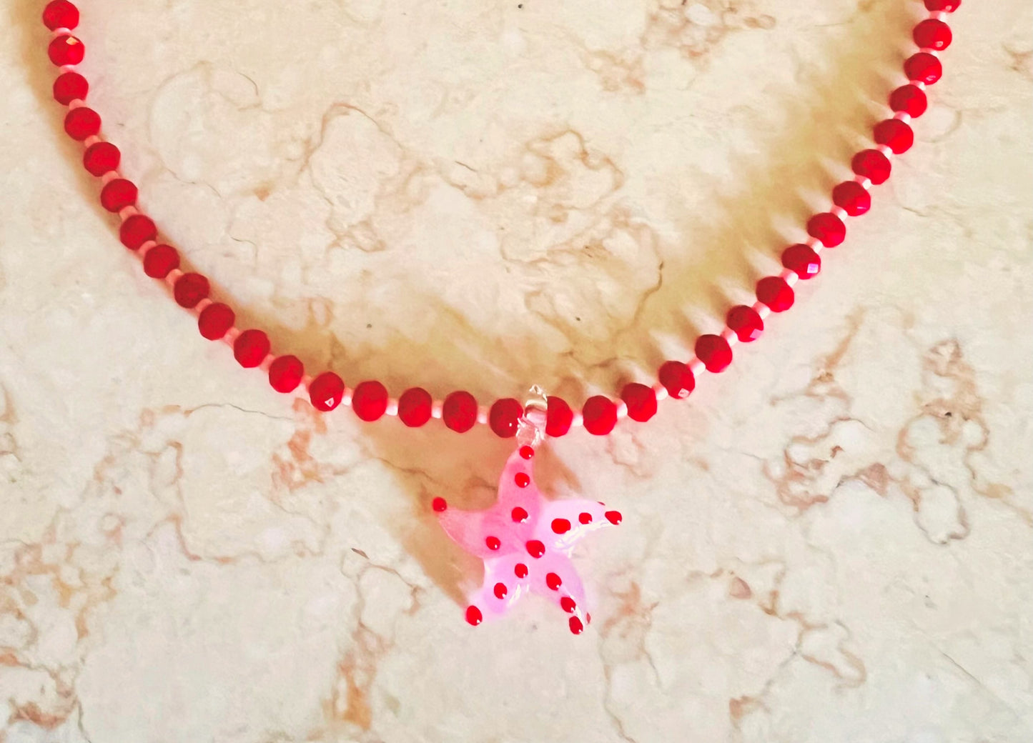 Collane di cristalli con stella marina in vetro plexiglas