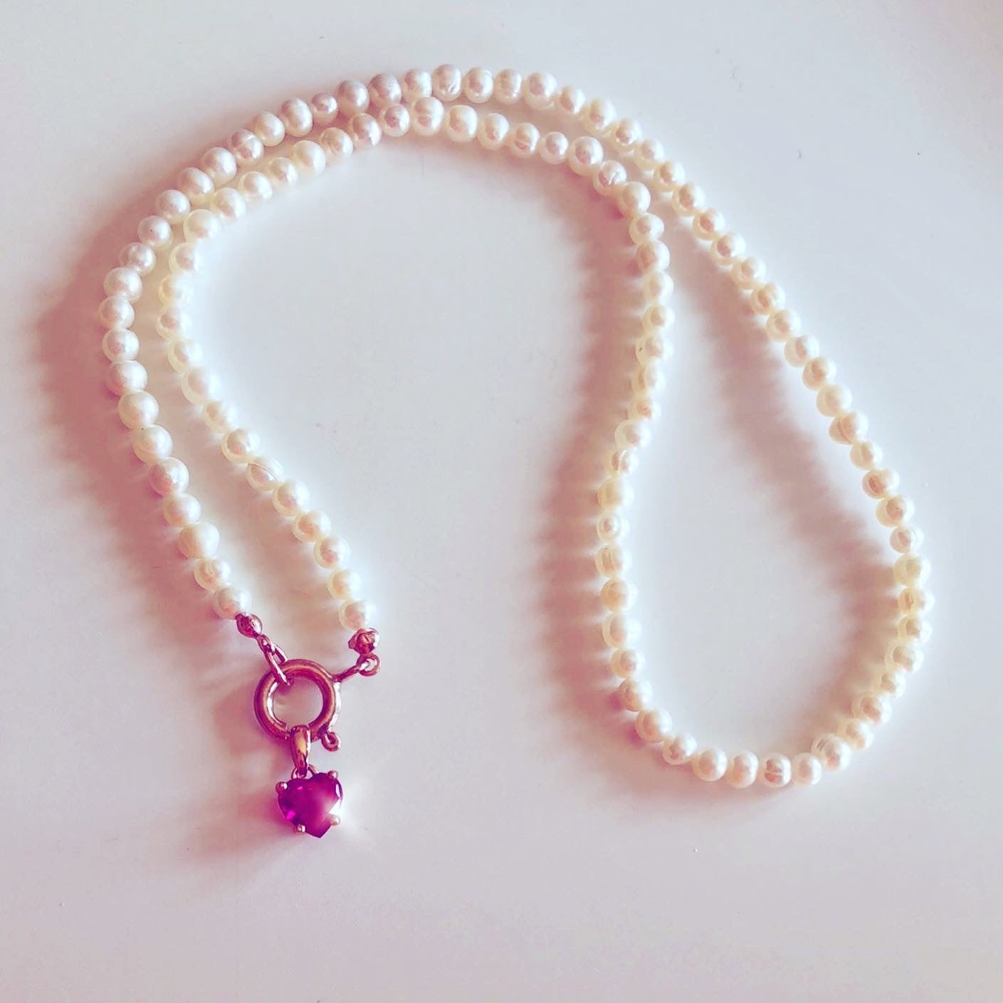 Collana perle e cuore zircone - Filigrane & co