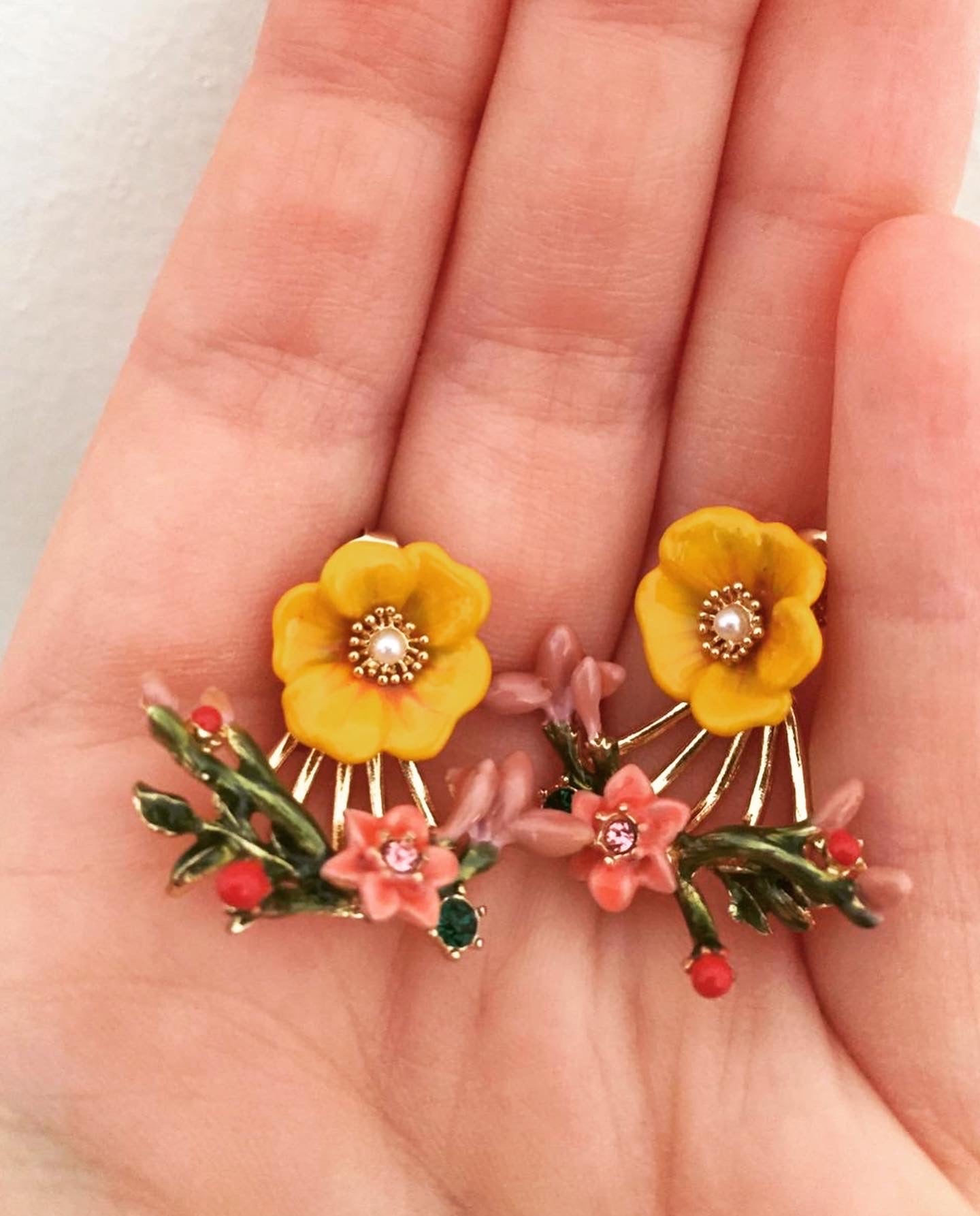 Orecchini fiori gialli e rosa - Filigrane & co