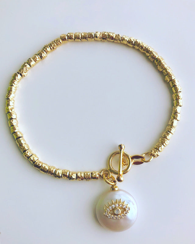 Bracciale pepite dorate con pendente - Filigrane & co