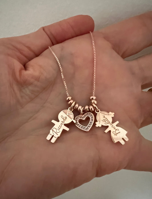 Collana bimbo e bimba con rondelline - Filigrane & co