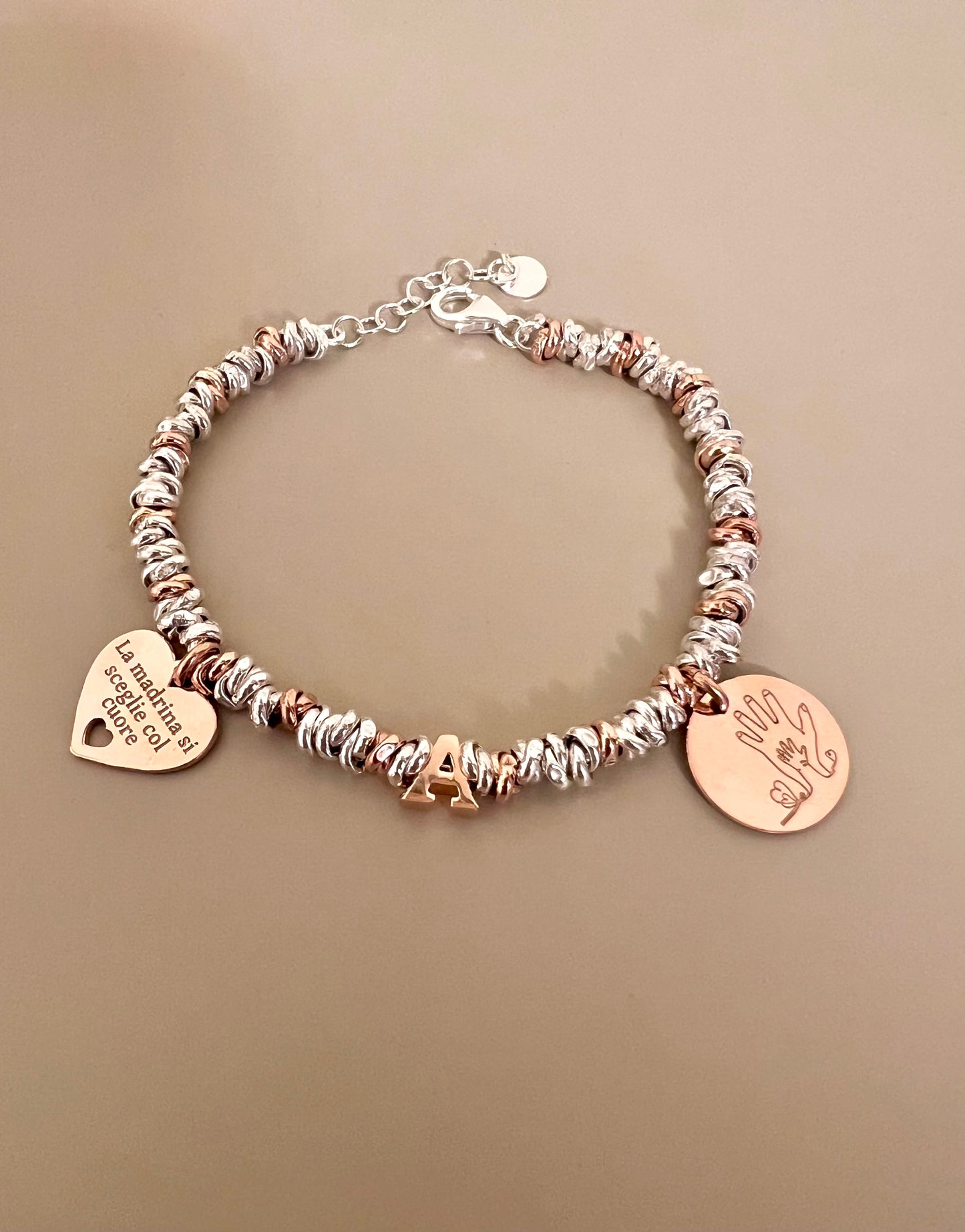 Bracciale madrina con tre ciondoli