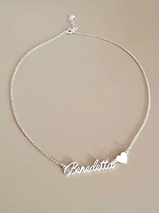 Collana bimba con nome più cuore