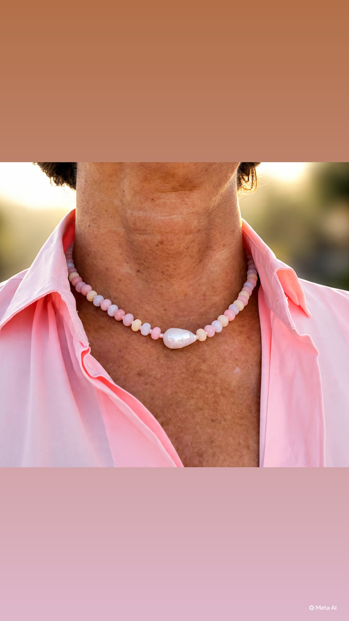 Collana girocollo bonbon con perla centrale