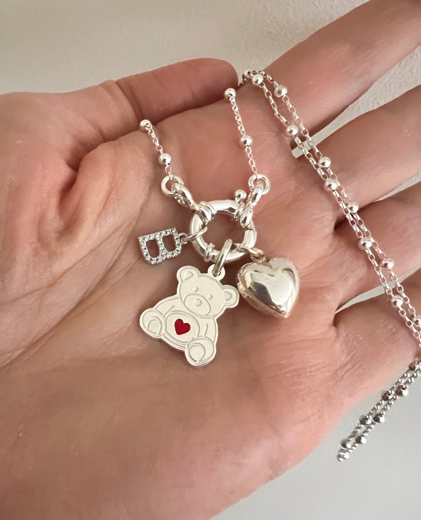 Collana orsetto con cuore rosso