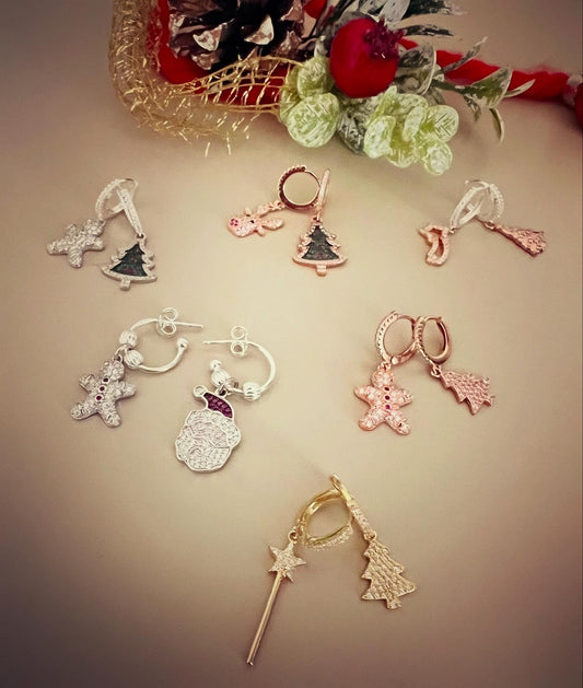Orecchini natalizi in argento e zirconi