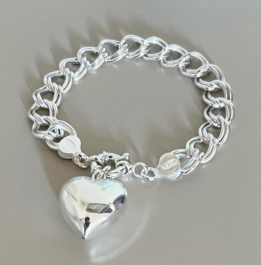 Bracciale catena doppia con cuoricione