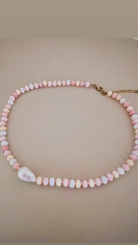 Collana girocollo bonbon con perla centrale