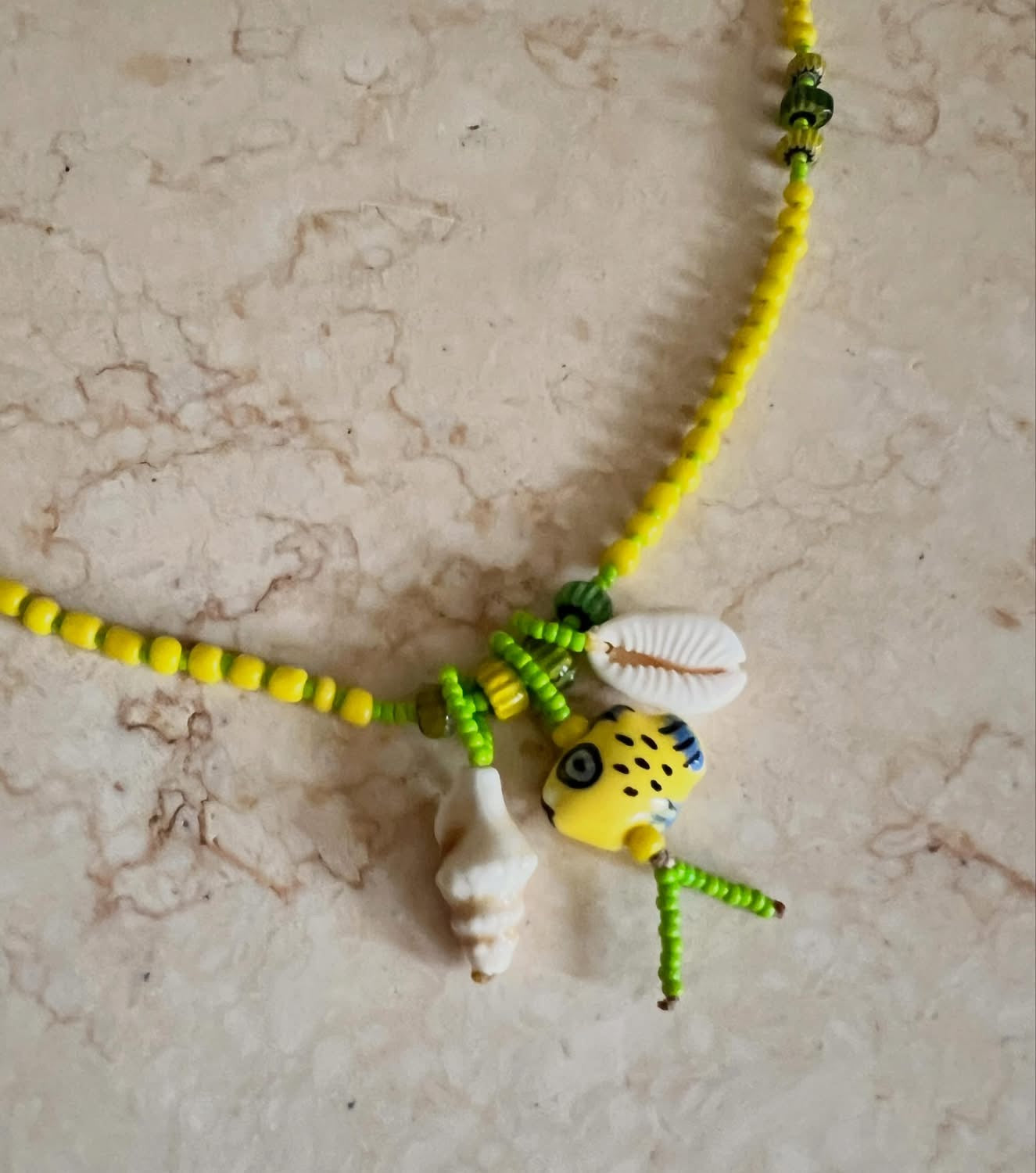 Collana lunga stile Boho con ciondoli mare