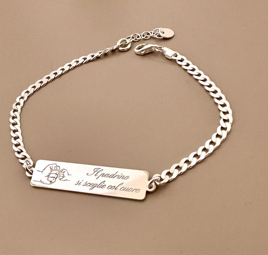 Bracciale per il padrino con incisione fronte e retro