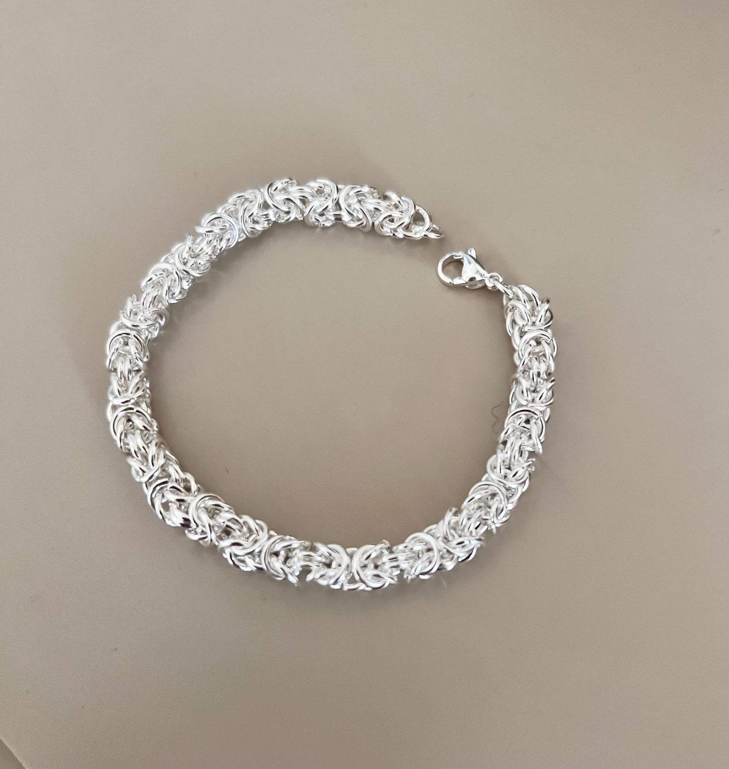 Bracciale in acciaio argentato catena bizantina - Filigrane & co