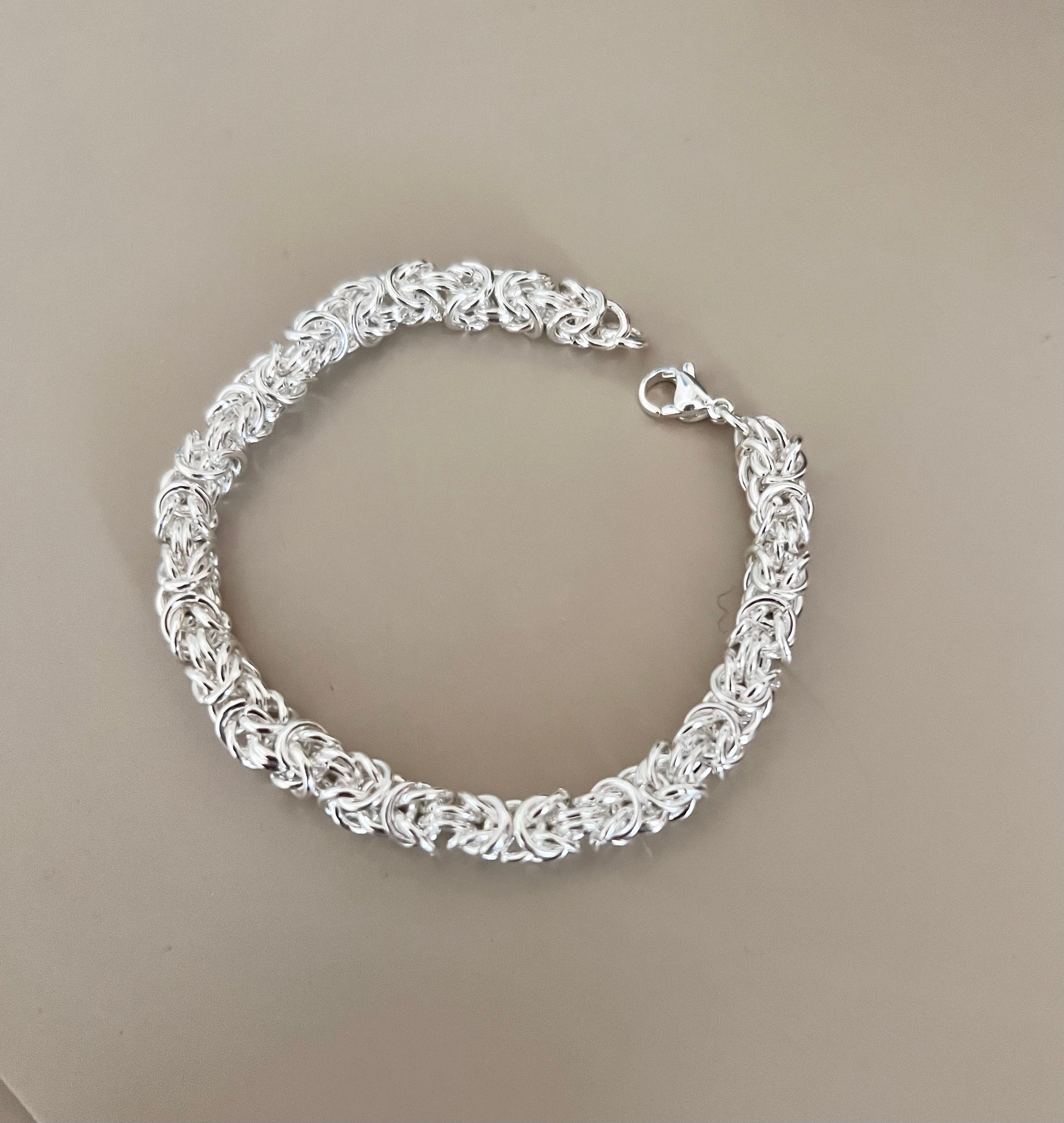 Bracciale in acciaio argentato catena bizantina - Filigrane & co