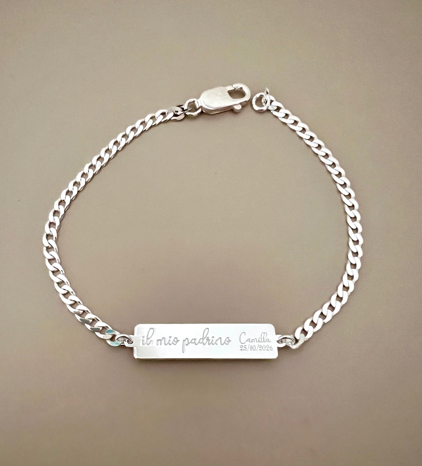 Bracciale per il padrino con incisione fronte e retro - Filigrane & co