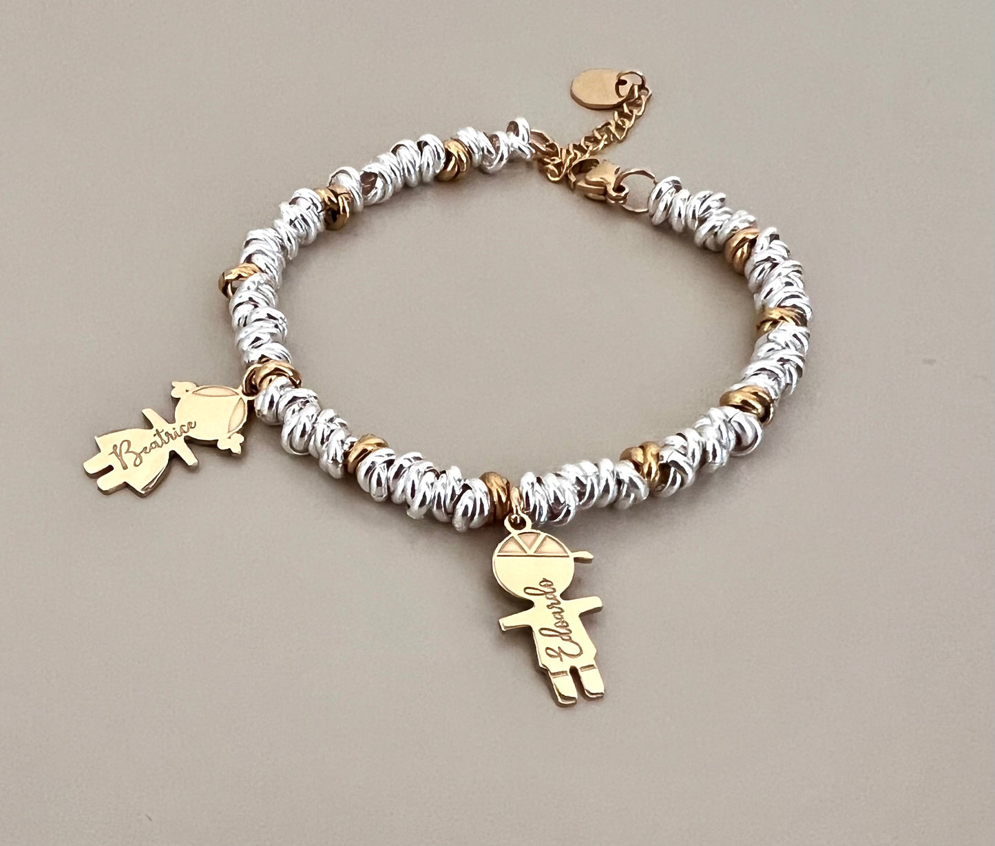 Bracciale in acciaio argentato e dorato - Filigrane & co