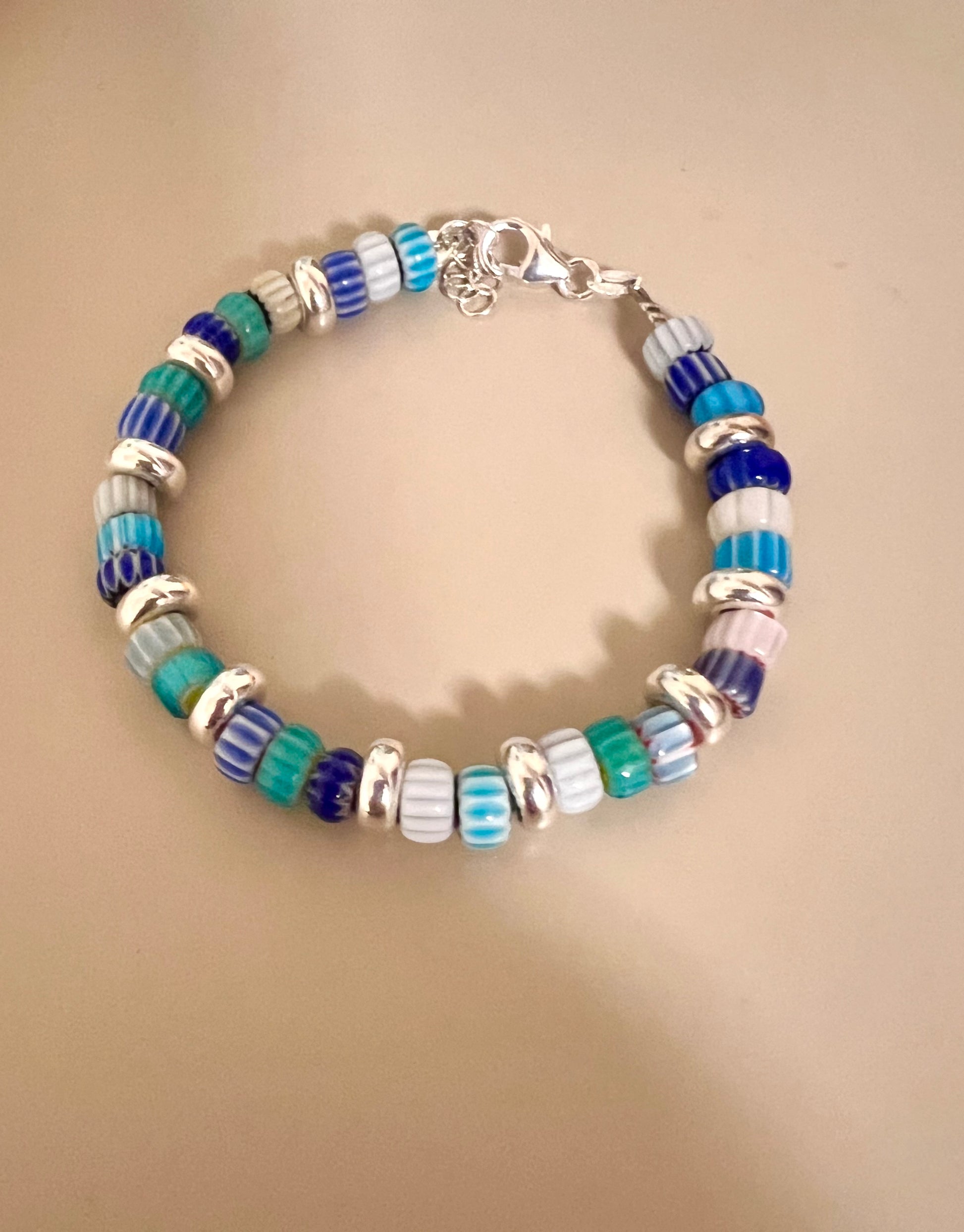 Bracciale con rondelle argento e vetro lavorato - Filigrane & co