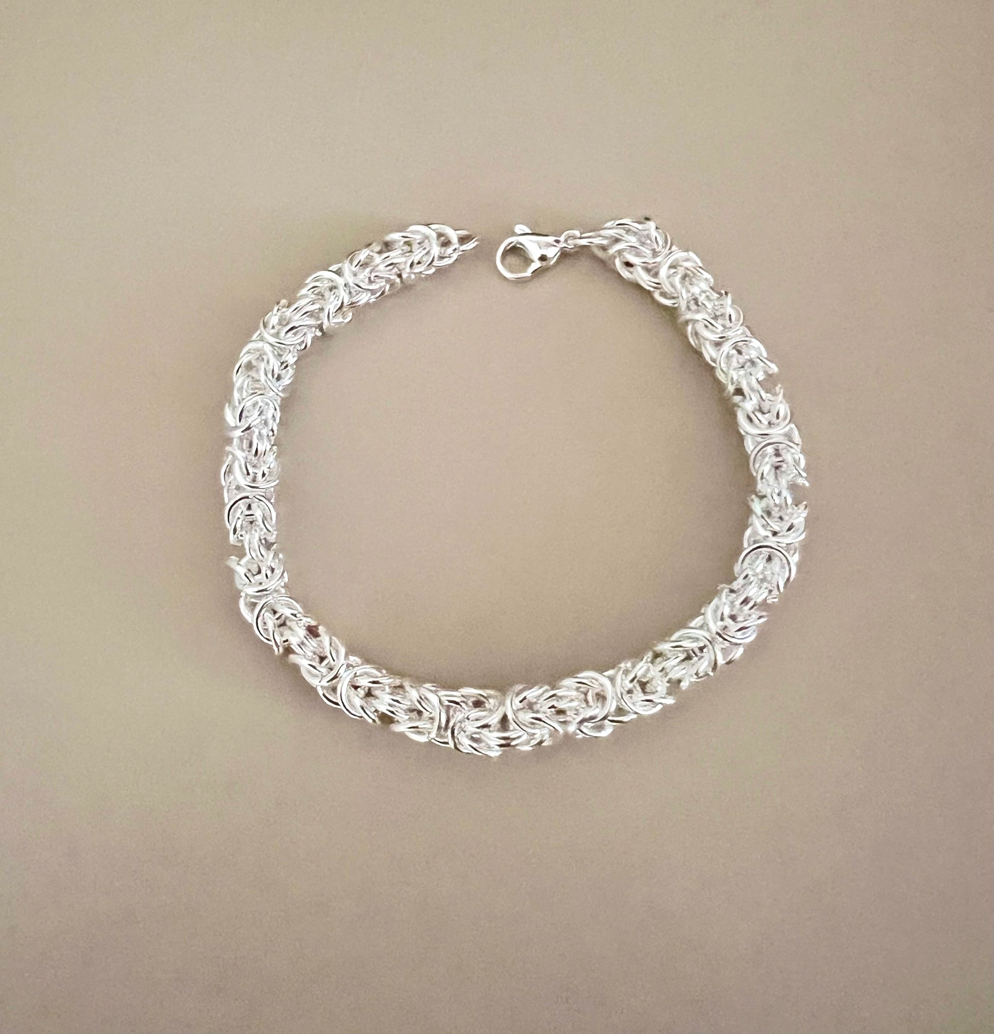 Bracciale in acciaio argentato catena bizantina - Filigrane & co