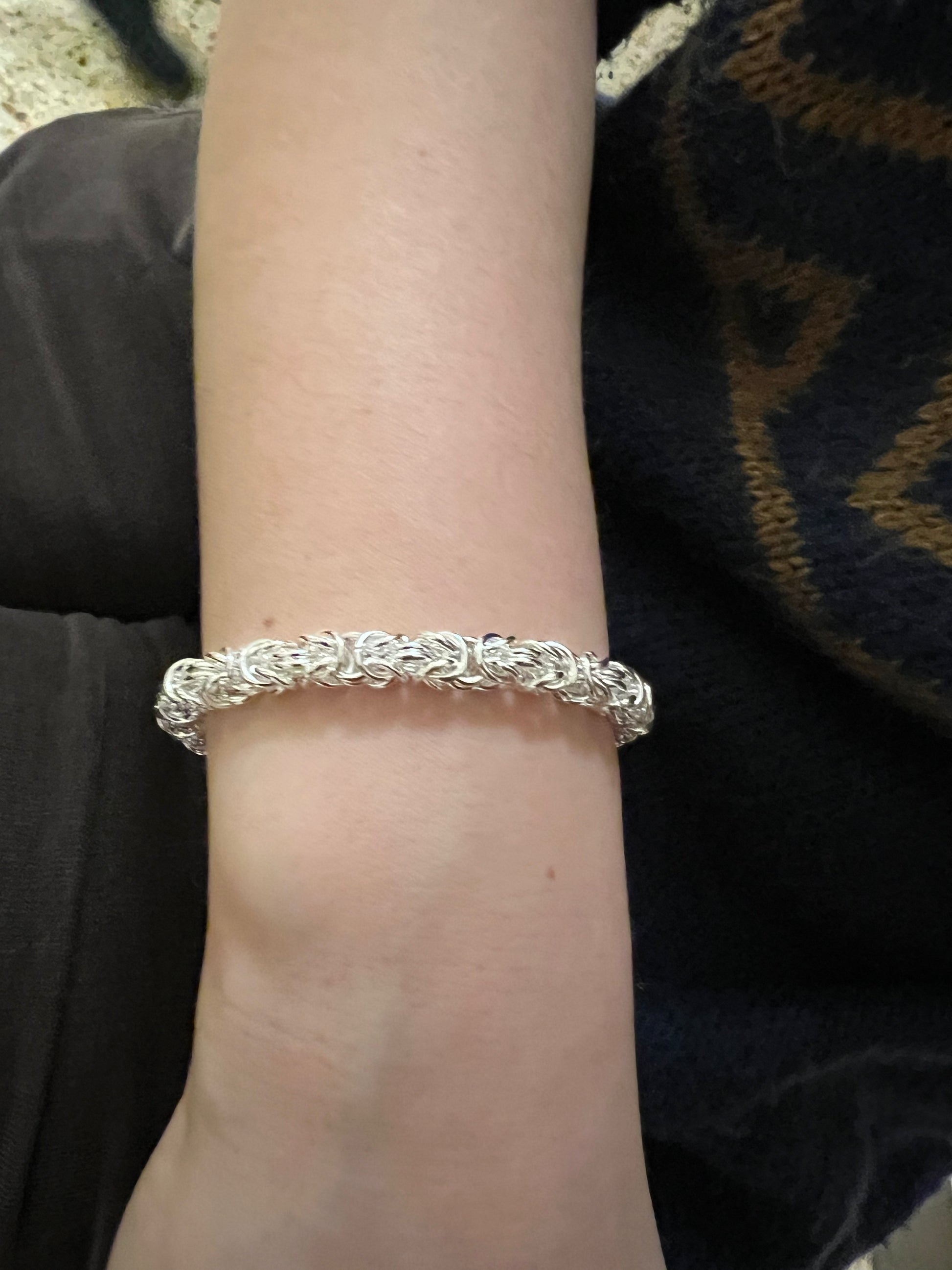 Bracciale in acciaio argentato catena bizantina - Filigrane & co