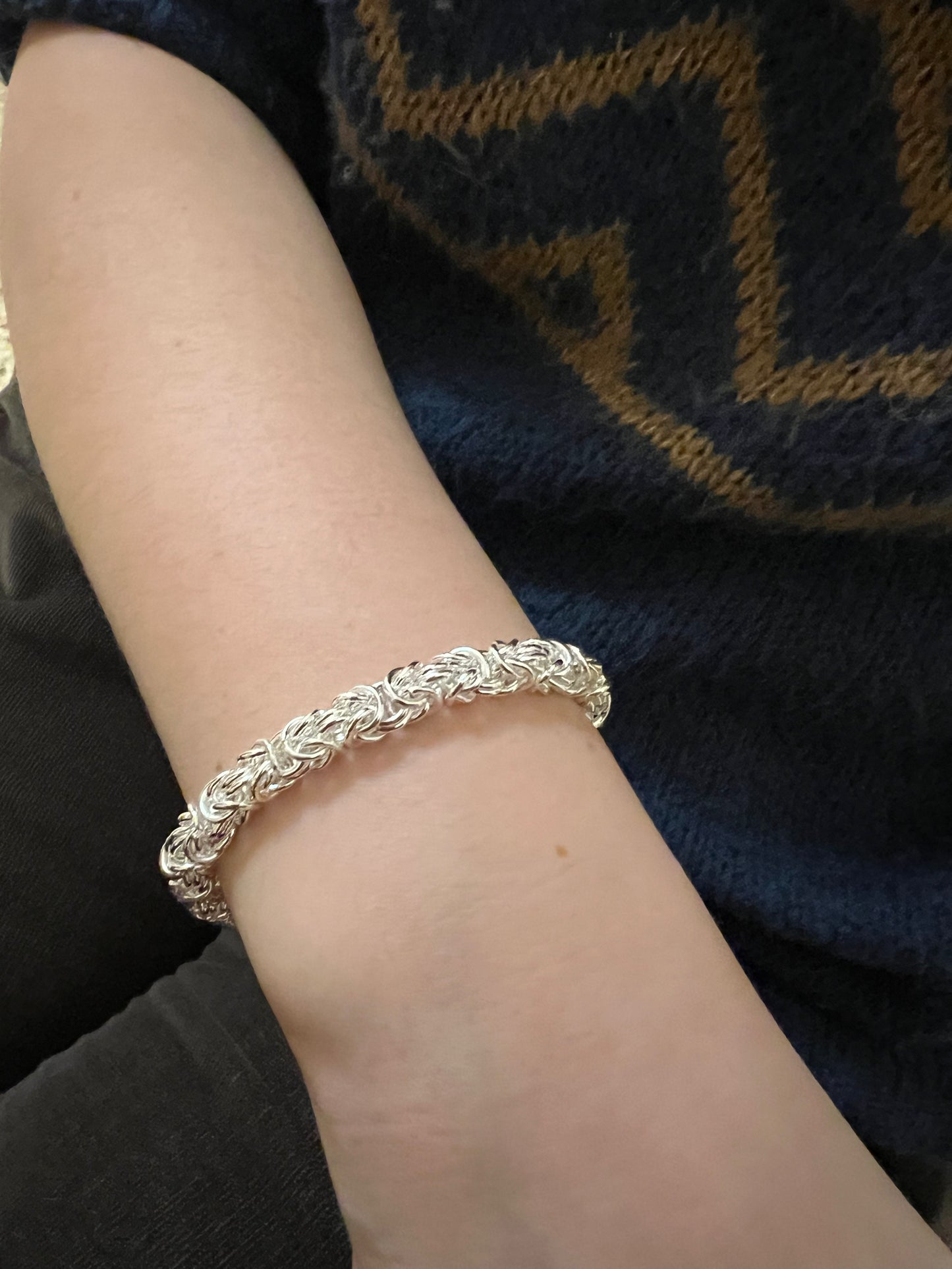 Bracciale in acciaio argentato catena bizantina - Filigrane & co