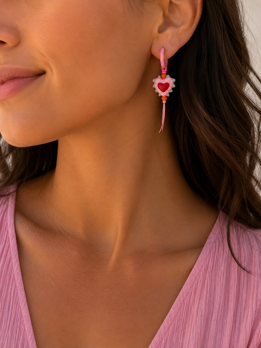 Orecchini a cerchio con cuori pendenti - Filigrane & co