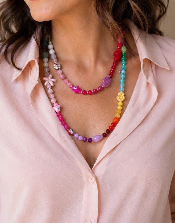 Collana di pietre naturali con elementi colori sfumati in gradazione - Filigrane & co