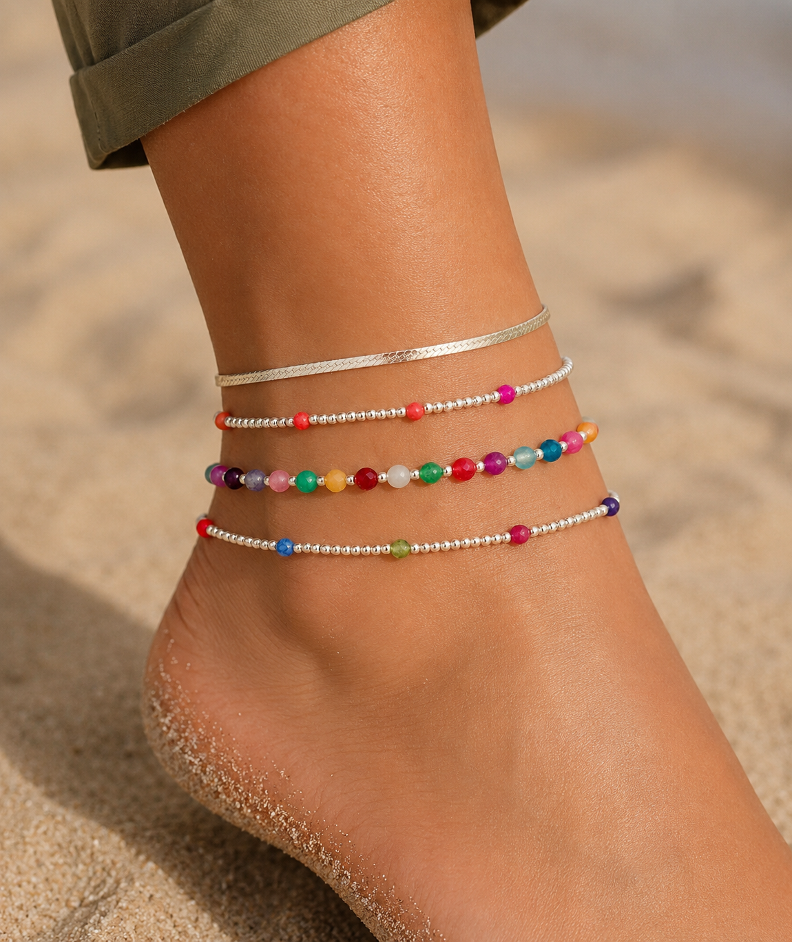 Cavigliere in argento e pietre colorate - Filigrane & co