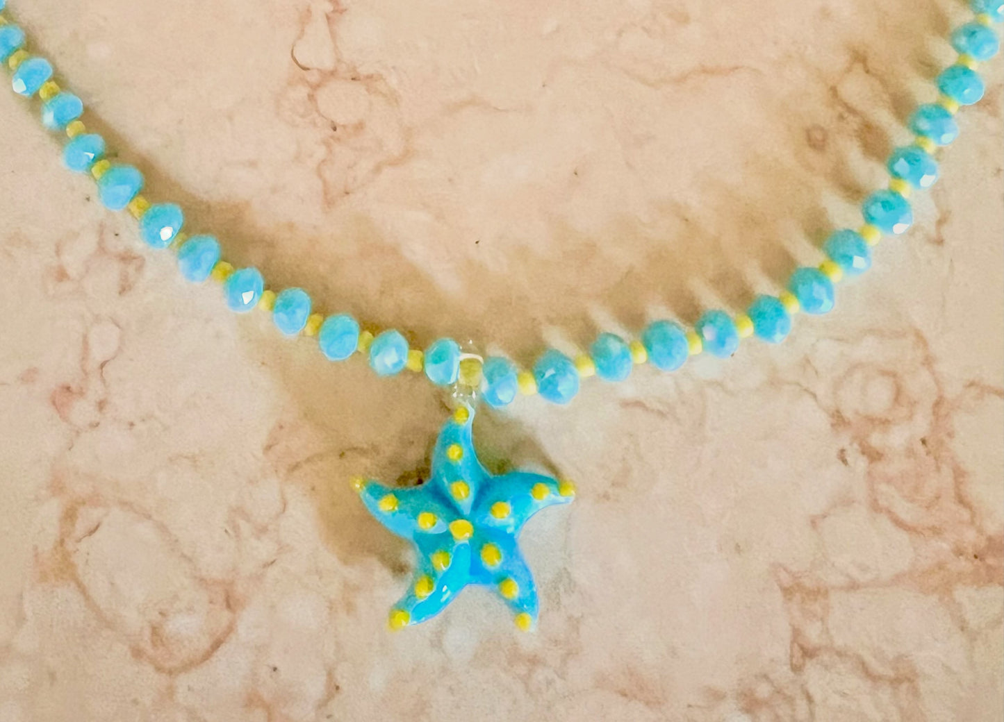 Collane di cristalli con stella marina in vetro plexiglas