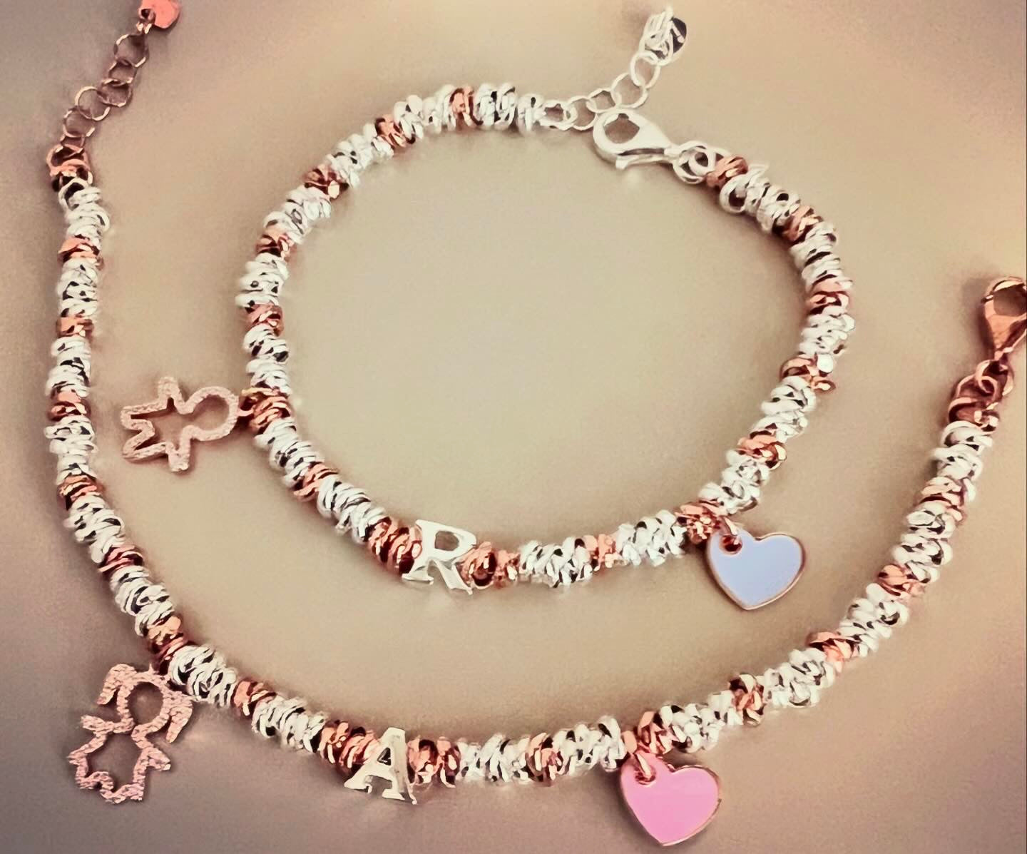 Bracciale bimbo/bimba con iniziale e cuore