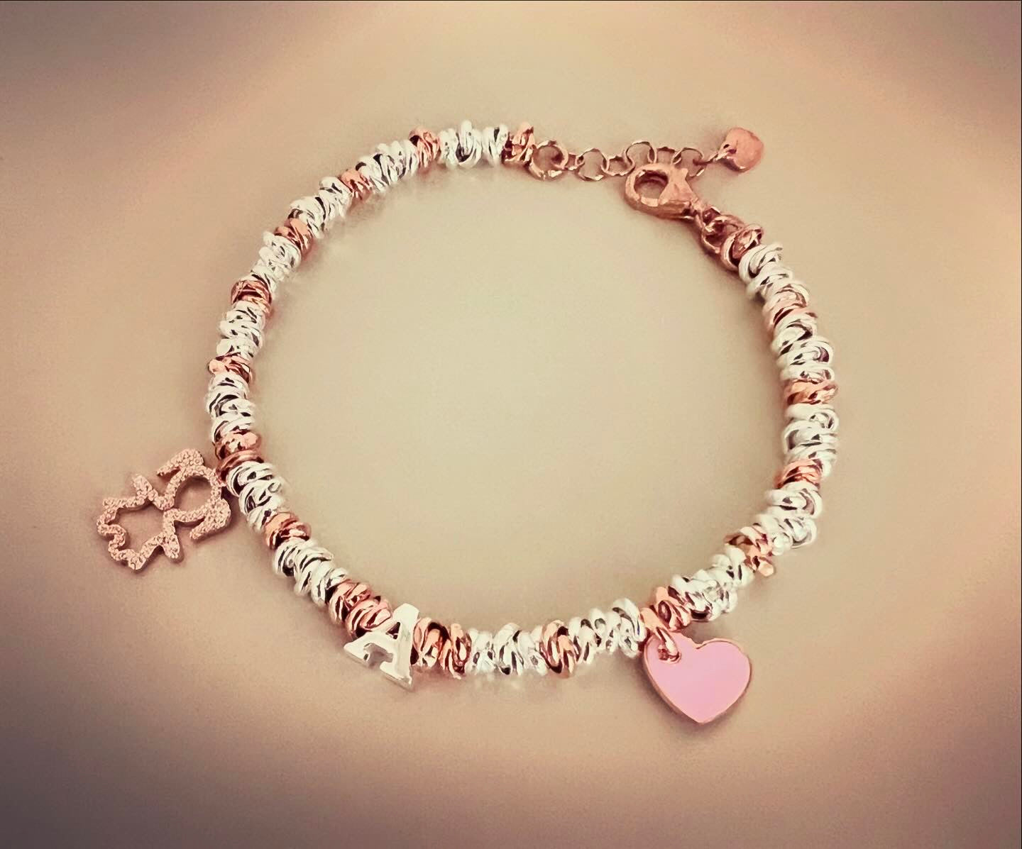 Bracciale bimbo/bimba con iniziale e cuore