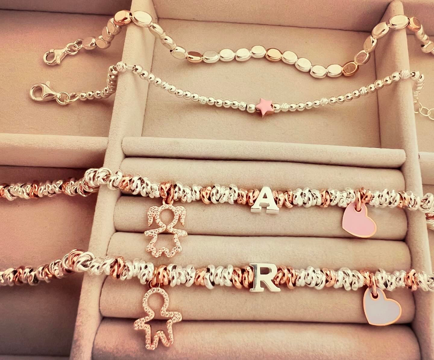 Bracciale bimbo/bimba con iniziale e cuore