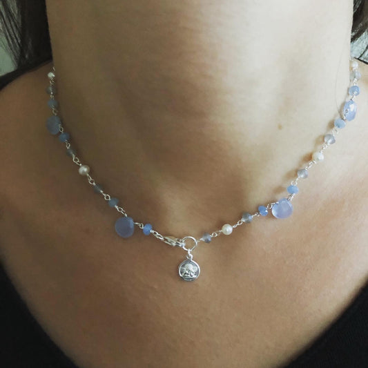 Girocollo azzurrite e perle - Filigrane & co