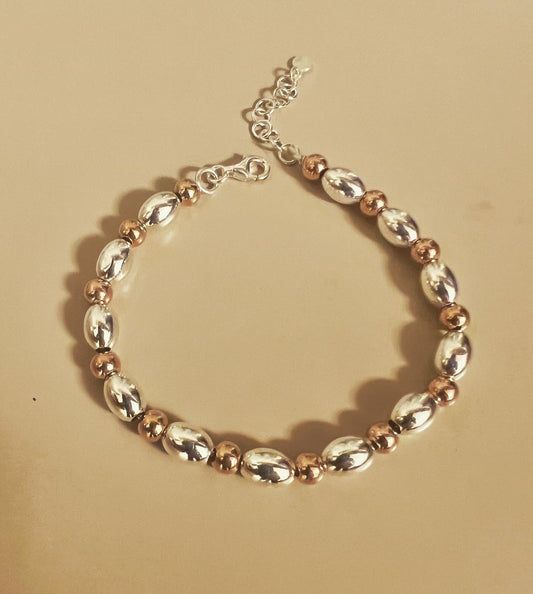 Bracciale bicolor pepite ovali e sfere - Filigrane & co