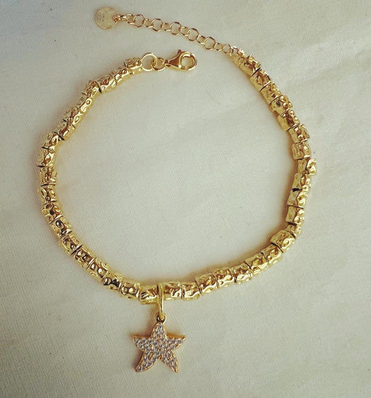 Bracciale argento dorato con stella marina