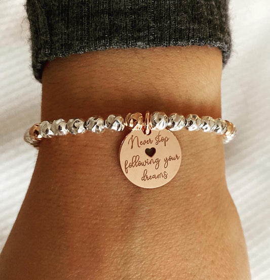 Bracciale “never stop following your dreams”