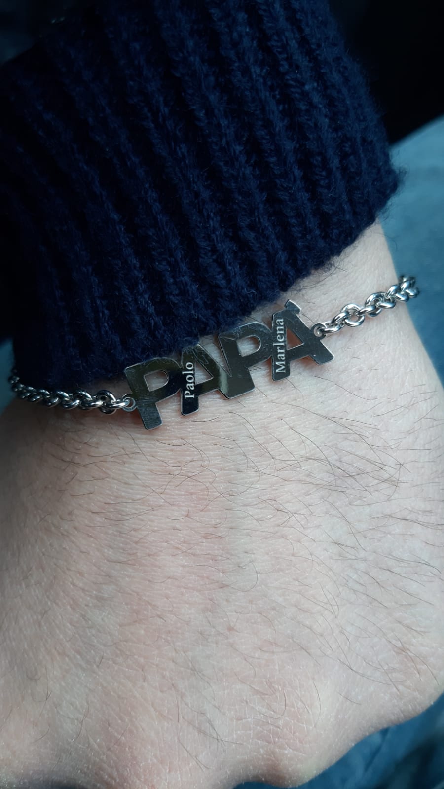 Bracciale papà con frase acciaio e pietre bcc2883 Bracciale papà con frase acciaio e pietre bcc2883