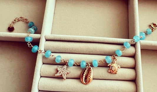 Bracciale azzurrite con ciondoli mare - Filigrane & co