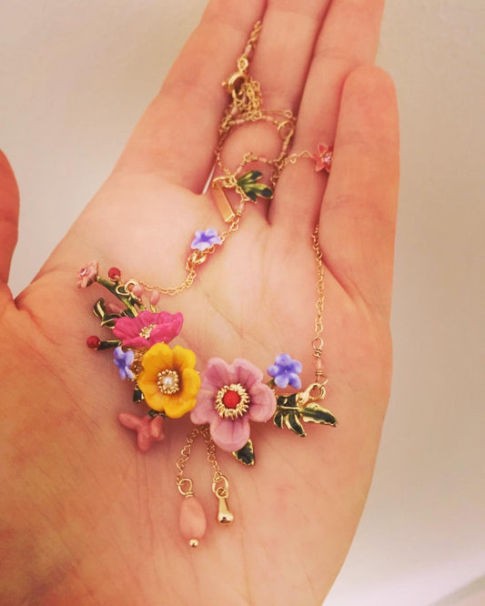 Collana fiori gialli e rosa - Filigrane & co