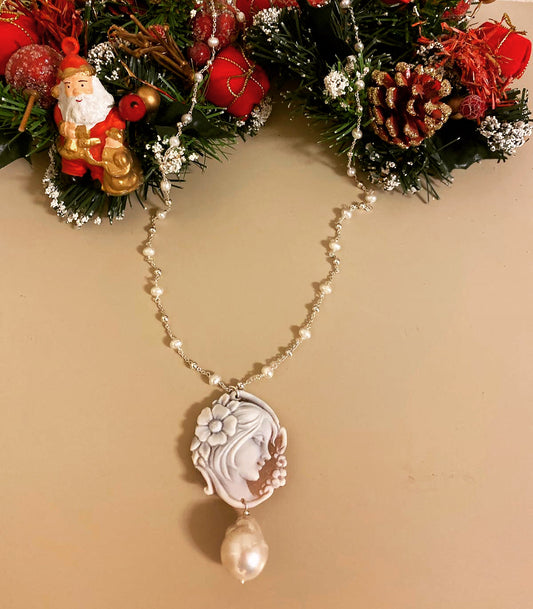 Collana argento perle e cammeo - Filigrane & co